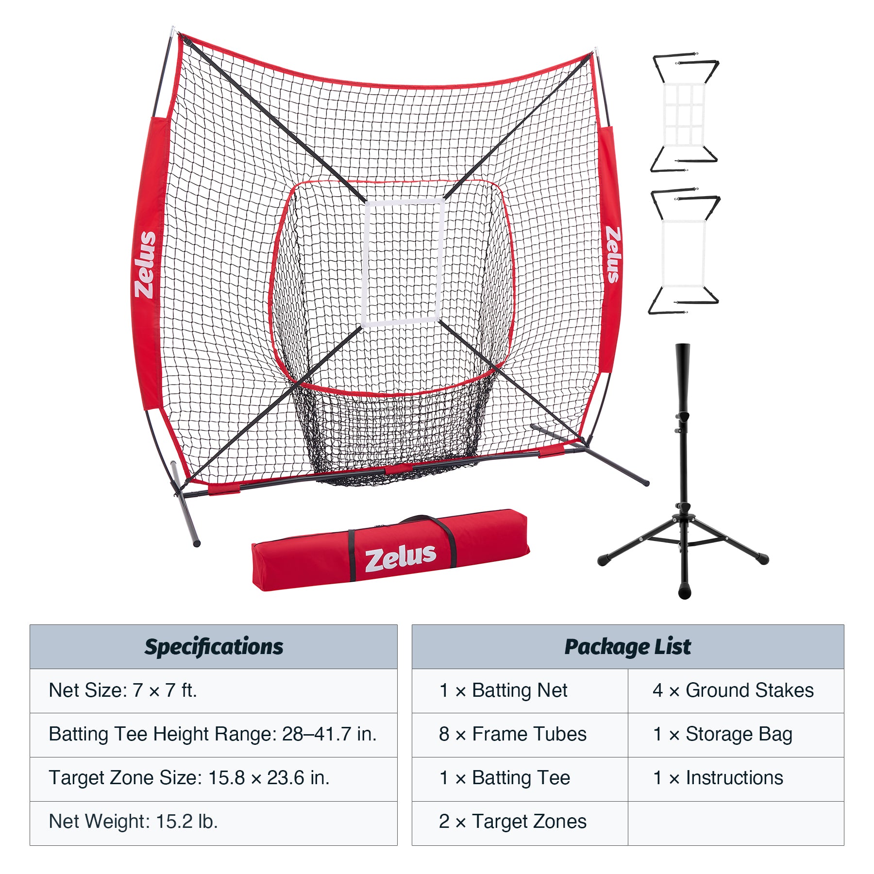 Zelus sports training net with carrying bag