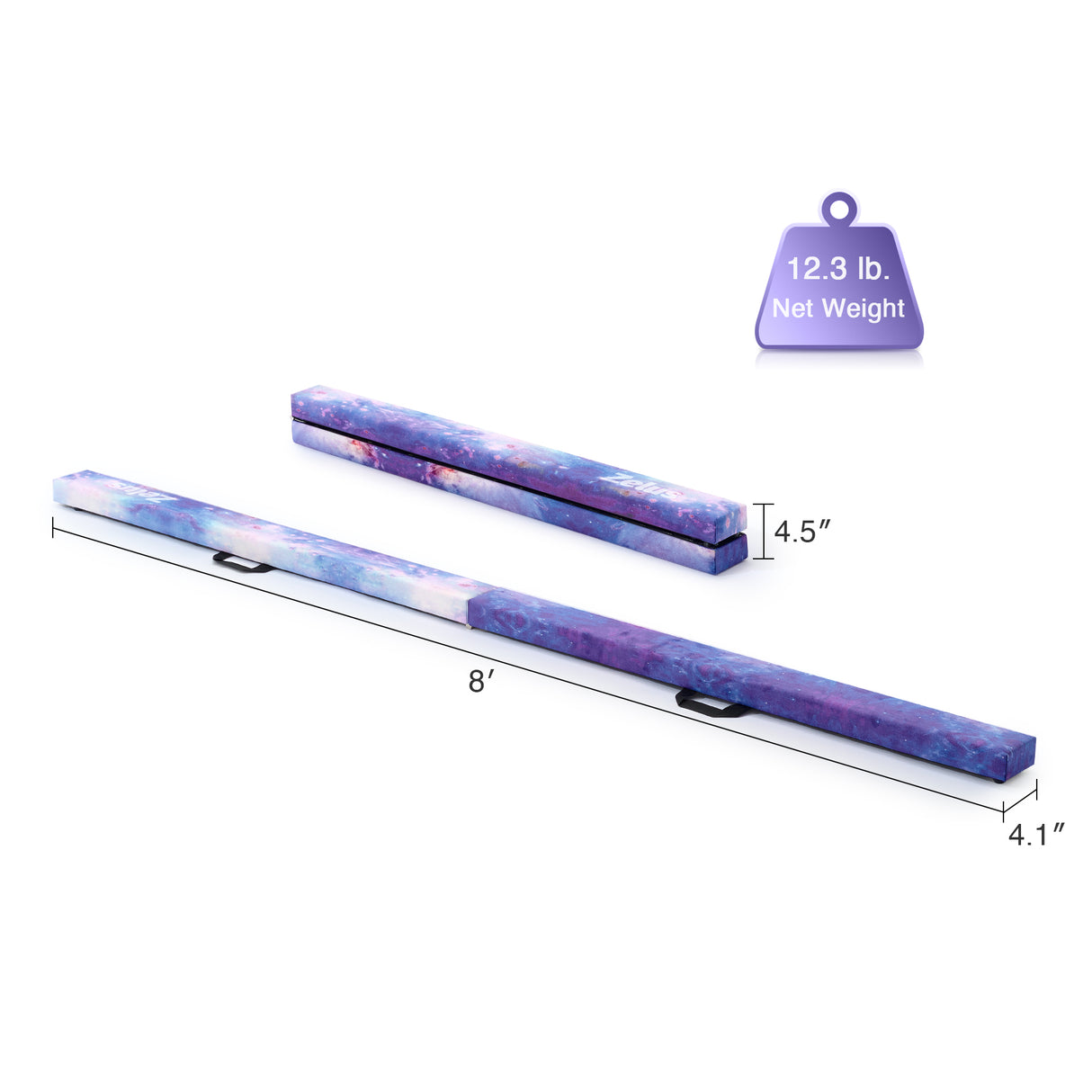 8 ft Folding Balance Beam, Foldable Floor Gymnastics Balance Beam Galaxy