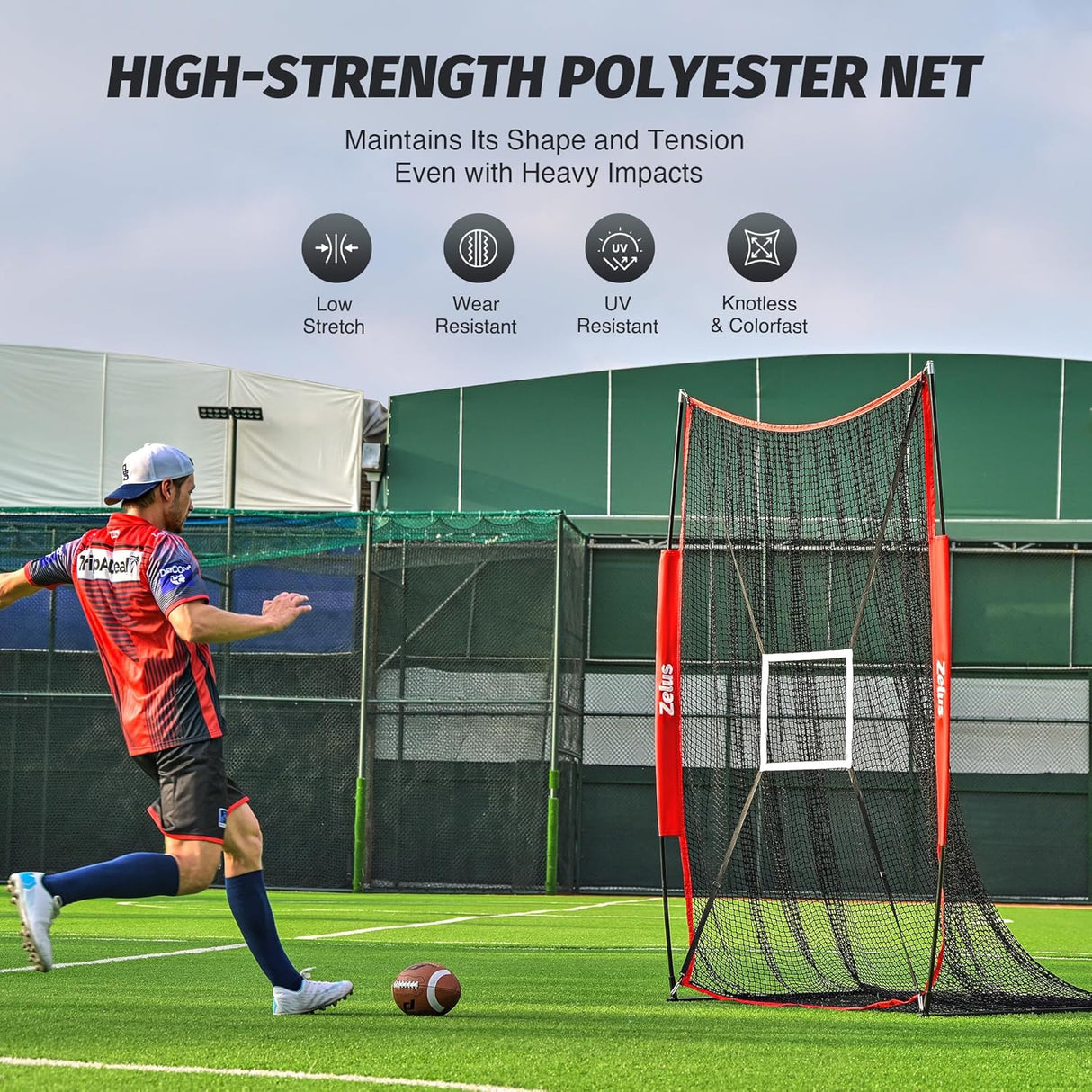 ZELUS 7x4 ft Football Kicking Net | Portable Training Net with Target Zone & Carry Bag