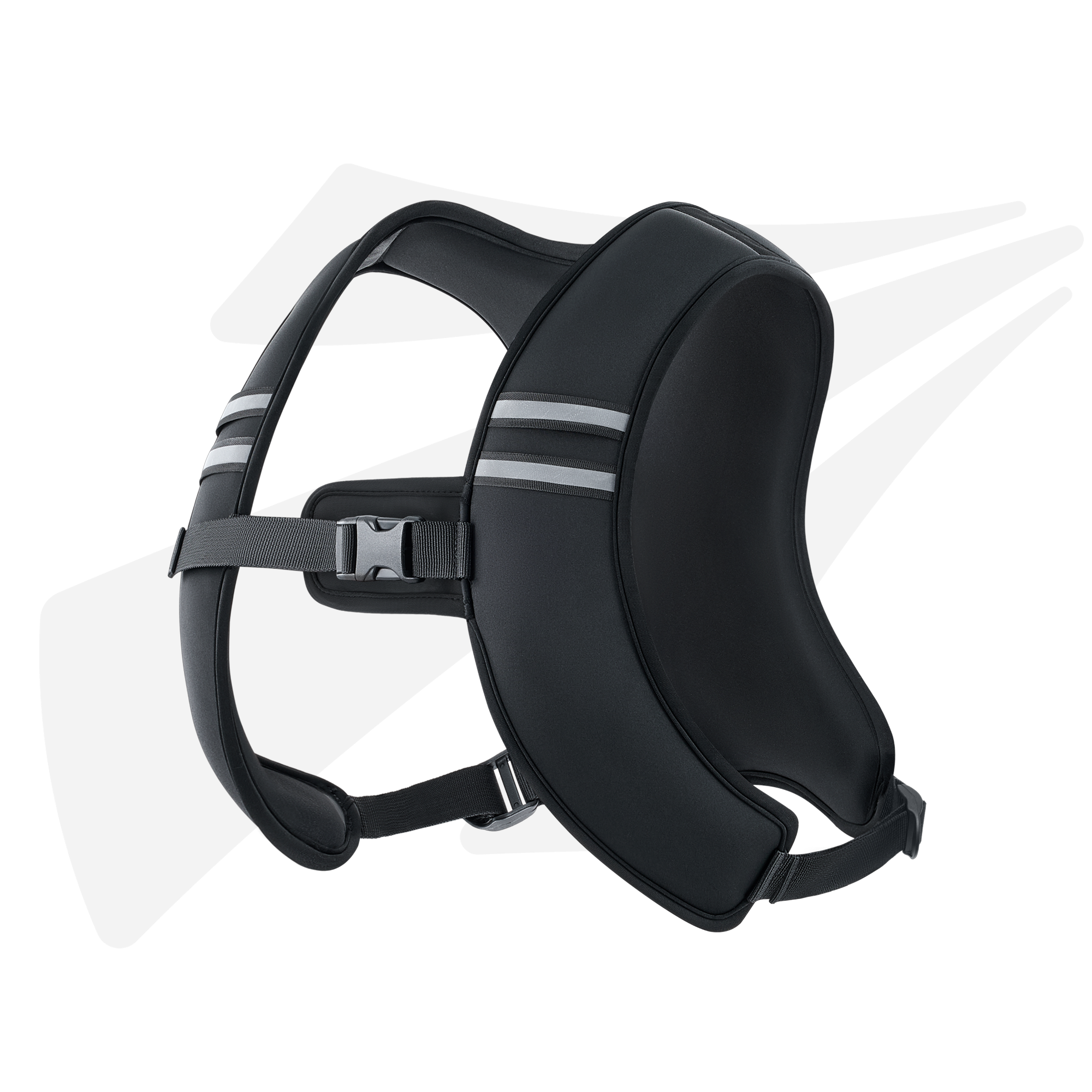 Black neck support brace on a white background