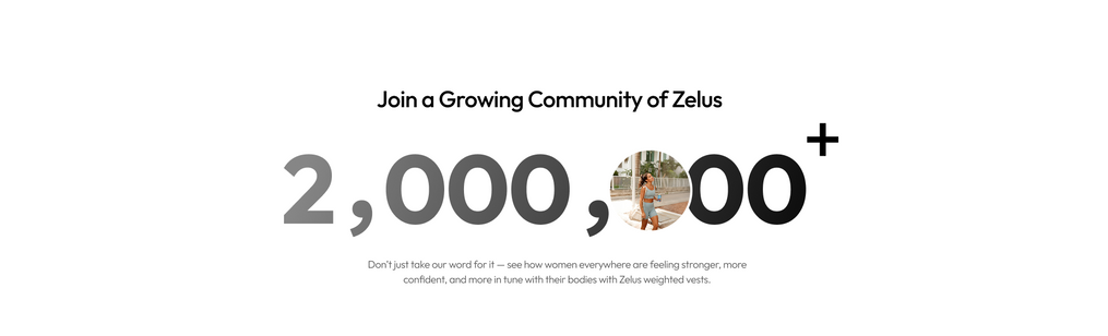 Promotional banner for Zelus with a count of 2,000,000 members on a white background.