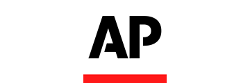 Logo of Associated Press with 'AP' in black on a white background