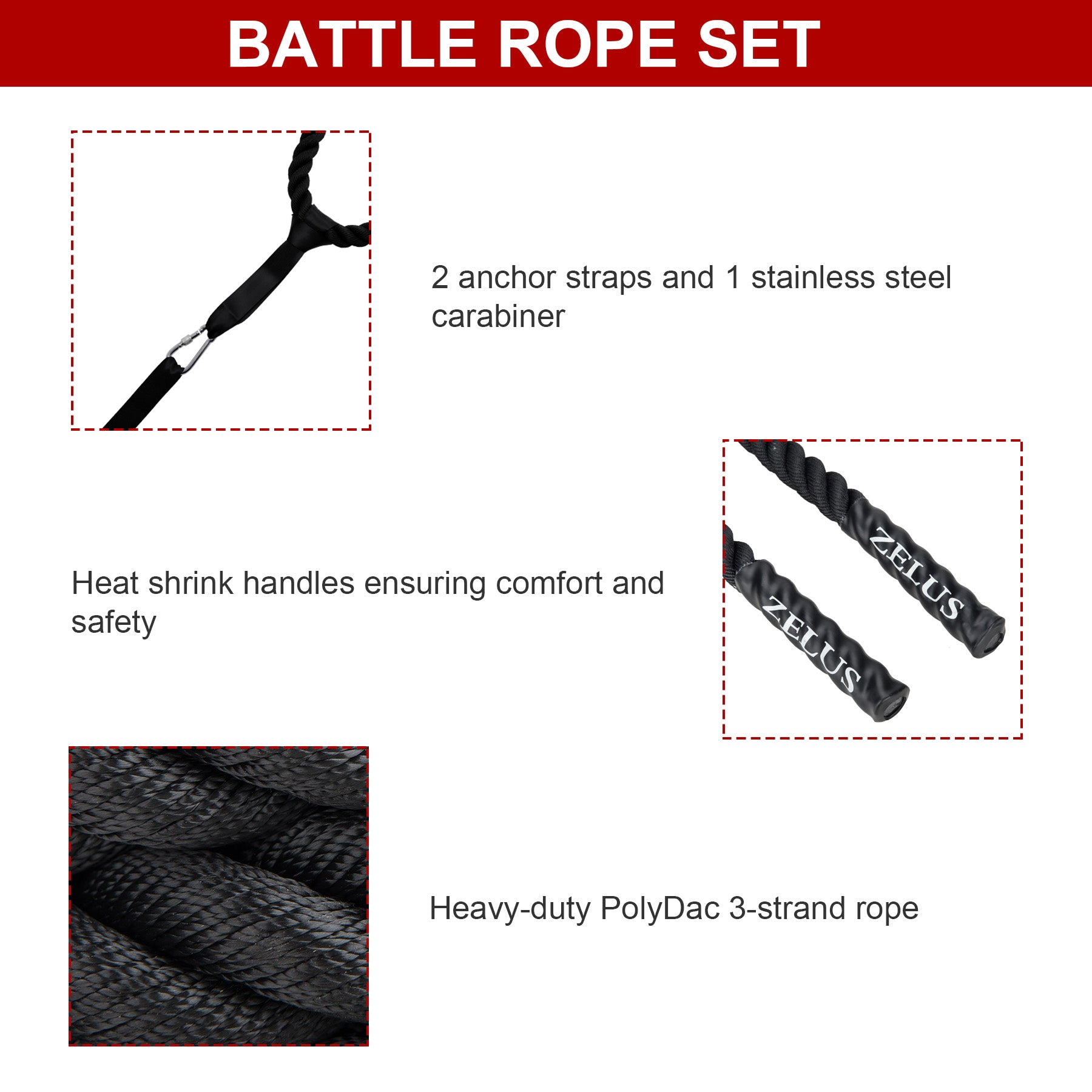 Battling Rope Anchor Double (2) Snap Hooks