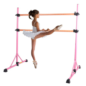 adjustable free standing ballet barre for home pink