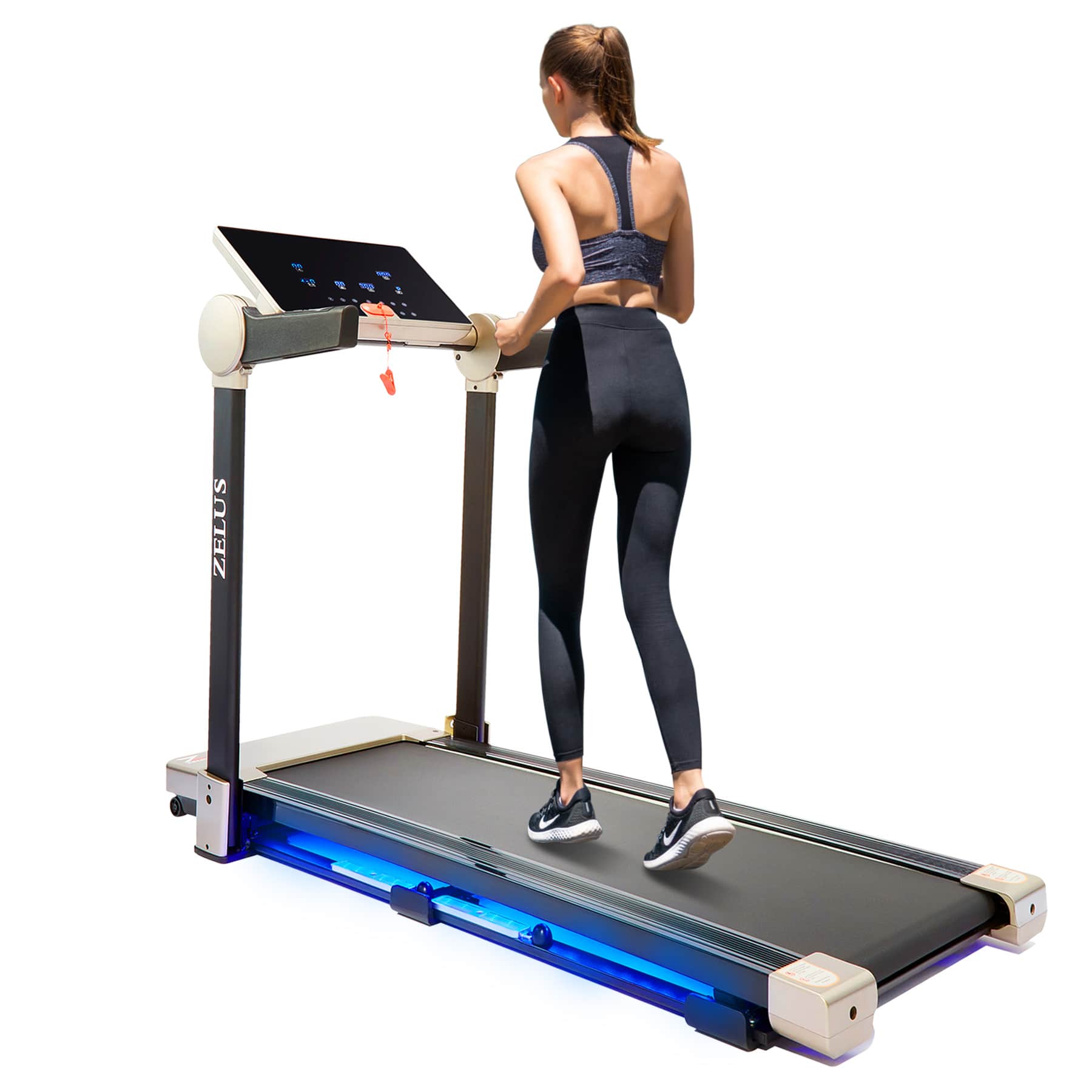 ZELUS Folding Treadmill for Home Gym, Portable Wheels, 750W