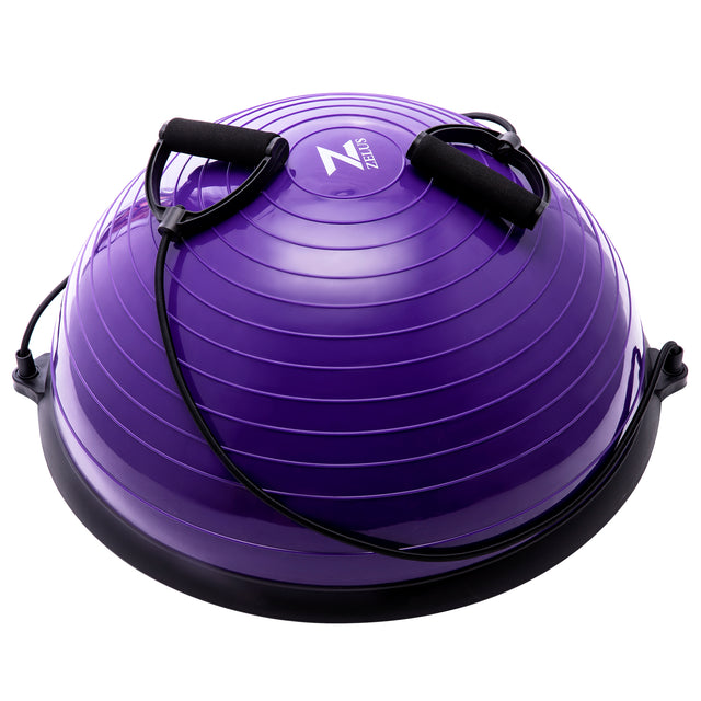 Exercise Half Balance Ball with Resistance Band Purple