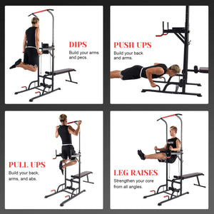 Multifunctional Pull Up Dip Station with Sit Up Bench