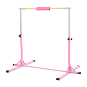 4ft Gymnastics Bar Horizontal Kip Bar for Kids with Adjustable Height, Pink